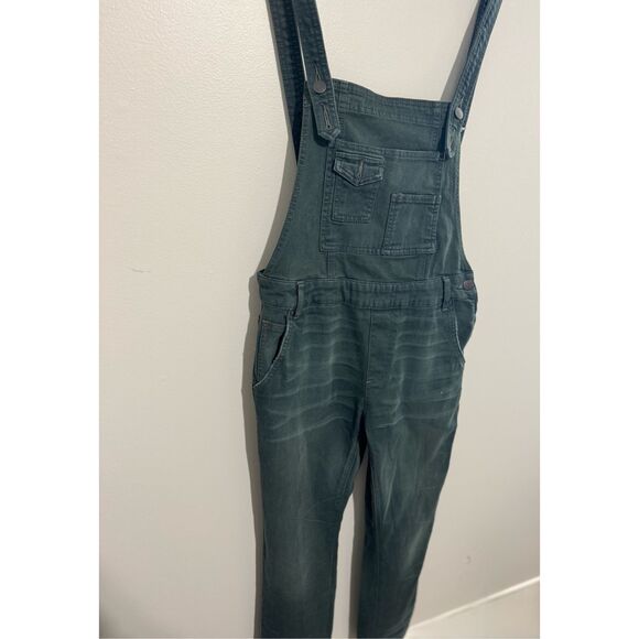 FREE PEOPLE WE THE FREE FP Denim Overalls Dark Wash Size 28 Green/blue - Picture 4 of 10